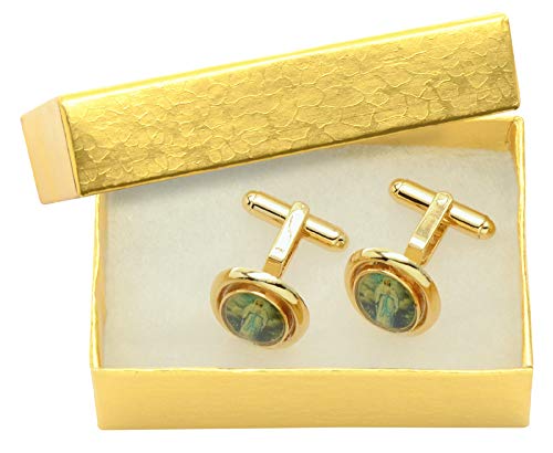 Mancornas ovaladas para hombre con imagen Virgen María miniatura 2