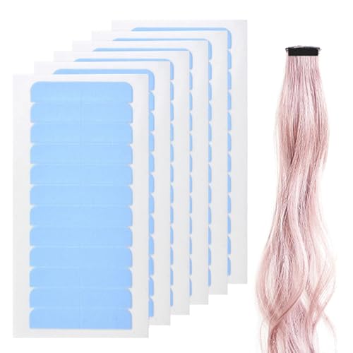 NOPKESV 72 pièces Bande Adhesive Extension de Cheveux,Ruban Adhésif Adhésive pour Les Extensions Tape-in Hair,Extension Adhesive,Colle Perruque,Bande Adhésive Double Face (Bleu)