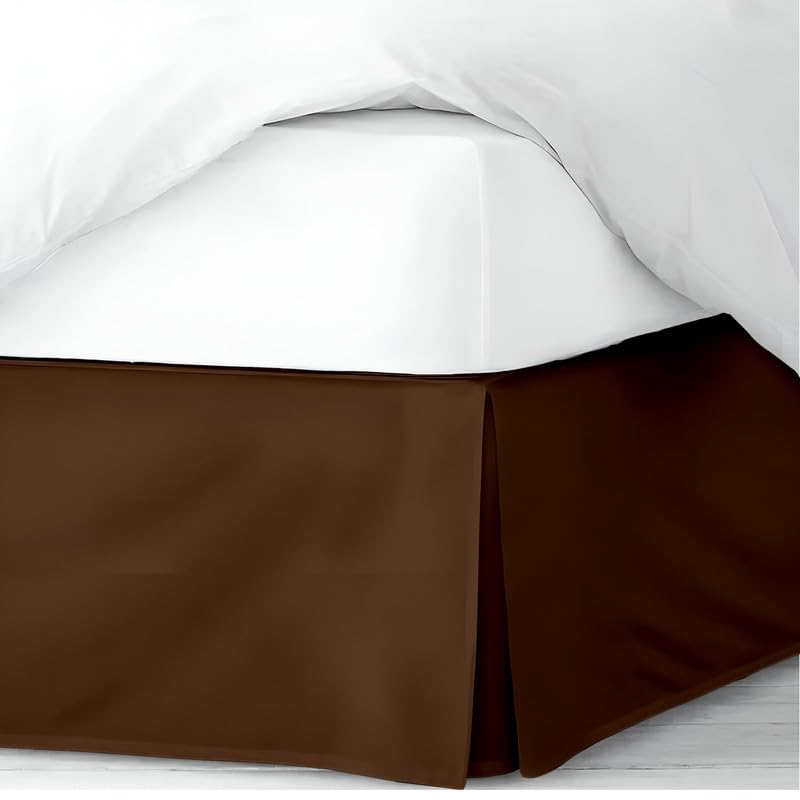 Pleated Bed Skirt (King Size 72"x78") 15 Inch Drop with Platform Design for Secure Fit, Split Corners, Wrinkle-Resistant Microfiber for Modern Stylish Look, Tailored Bedding Looks - Chocolate-image-3