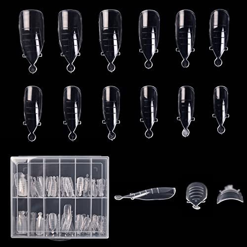KADS 120PCS Clear Full Cover Dual Nail System Form UV Gel Acrylic Nail Art Mold Artificial Nail Tips with Scale for Extension (Model 9)