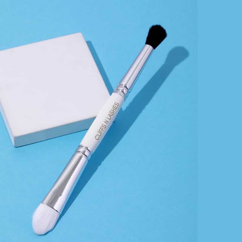 Image of Cuffs N Lashes Dual Makeup Brush | 2-in-1 Fluffy Blending Brush &Small Flat Brush 04 | Eye Shadow Application &Seamless Blending | Soft Premium Bristles | Travel Friendly Eye Makeup Tool