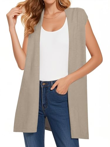 Sleeveless Cardigans for Women Open Front Knit Vest for Spring Summer Fall