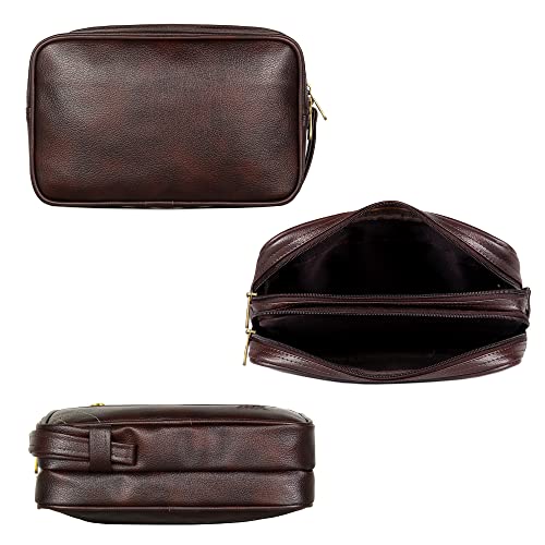 THE CLOWNFISH Unisex Multipurpose Travel Pouch Money Cash Pouch Wrist Handbag With Wrist Belt (Dark Brown), Red 4