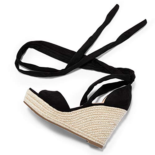 Image of SERAIH Womens Lace up Espadrilles Platform Wedges Sandals Heels Tie Ankle Strap Summer Dress Shoes