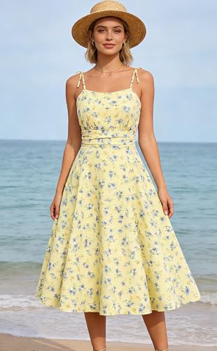 Image of Belle Poque Women's Spaghetti Strap Midi Vintage Tea Party Dress | Belle Poque Women's Spaghetti Strap Midi Vintage Tea Party Dress,A-line,Cocktail Dress,Graduation Homecoming Dress