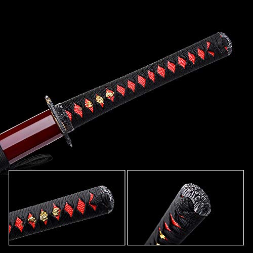 fengze Handmade Samurai Sword, 40 Inch Damascus Steel Ultra Sharp Fully Hand Forged Katana Sword for Real Battle, Full Tang, Clay Tempered (Specter)