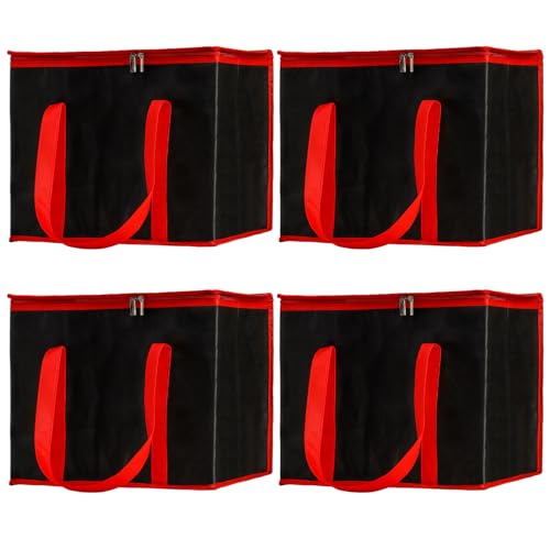 Cididu 4 Pack Insulated Reusable Grocery Shopping Bags, X-Large Cooler Bag And Food Warmer, Collapsible Pizza Delivery Bags Cooler Totes With Zippered Top And Baseboard For Food Delivery thumb #3