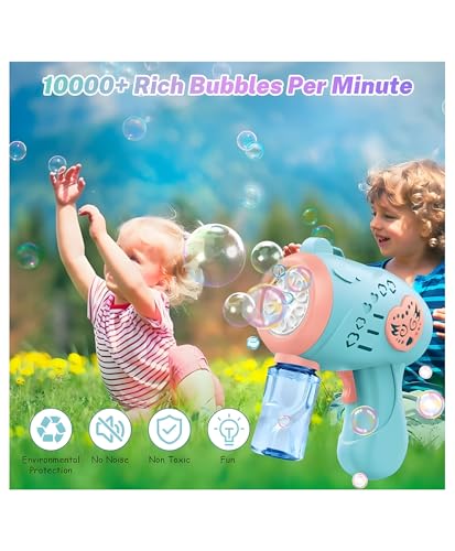 Image of Niku Bubble Gun Maker Toys for Kids Girls Boys | Leak-Proof Bubble Machine Automatic Space Theme | 1 Bubble Solution | Best Birthday Gift - Orange