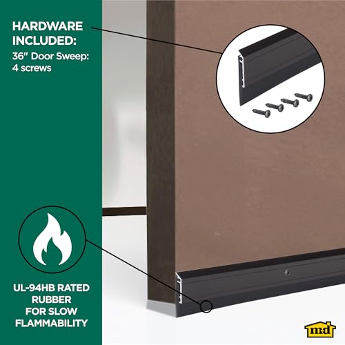 Image of M-D Building Products 68254 All Season Aluminum Door Sweep for Bottom of Door, Heavy Duty Rubber Seal, Exterior & Interior Weather Stripping Bottom Door Seal, Commercial & Residential, (Bronze, 36in)