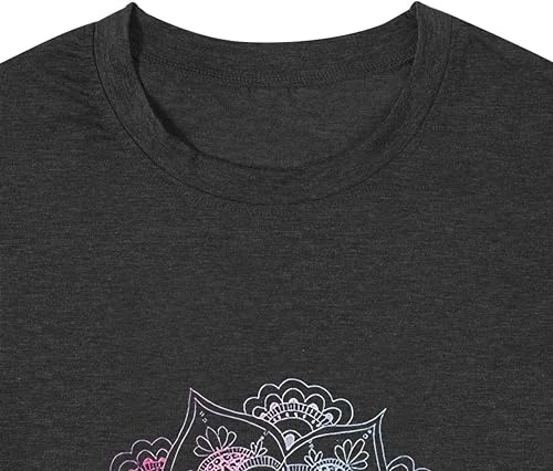 Vintage Boho Graphic Tees for Women Summer Round Neck Nature Cottagecore Tee Tops4