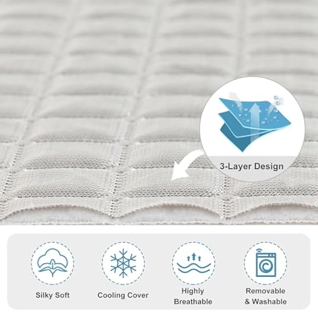 Cooling Pregnancy Pillow, U-Shaped Body Support Maternity Pillow, Memory Foam Filling, Washable & Removable Ice Silk Cover(Cool-Grey, 54 Inch)