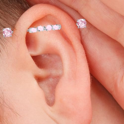 10Pcs 14G Industrial Piercing Jewelry Surgical Steel Industrial Barbell Earrings for Women Helix Cartilage Piercing Earrings3