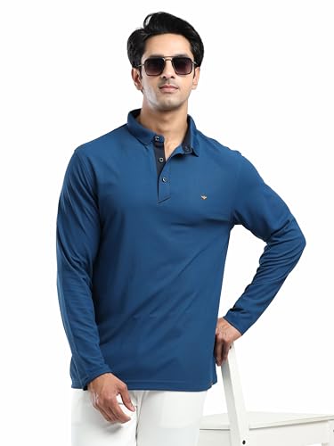Image of STELLERS Men's Full Sleeve Polo T-Shirt | Feather Touch Feel | Odour Resistant | Wrinkle Free | Quick Dry | Stretchable | Lightweight | Anti-Static | UV Resistance | Anti-Microbial