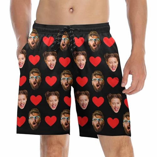 Custom Face Swim Trunks Men Personalized Funny Photo Print USA Flag Swim Trunks Shorts Birthday Gifts for Him