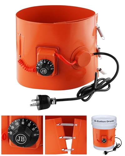 FAITIO 5 Gallon Drum Heater, 120V 800W Insulated Honey Bucket Warmer, 34in*7.87in Band Heater for 5 Gal Barrel with Temperature Controller(86℉-302℉）, Silicone Rubber