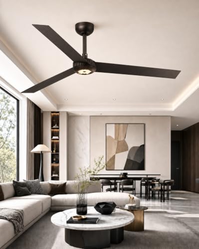 Image of TALOYA Premium Ceiling Fans with Lights,Metal Body,Glimmering Mocha Finish,Dimmable, Noiseless, Reversible DC Motor,Remote Control,6-Speed