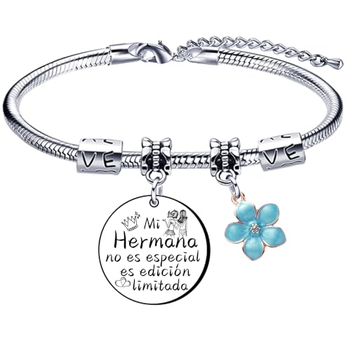XQXQXZ Regalo de Hermana Regalo de Hermana mayor regalo de cumpleaños hermana hermana pulsera pulsera acero inoxidable hermana pulsera personalizada mujer hermana pulsera a la mejor hermana (3)