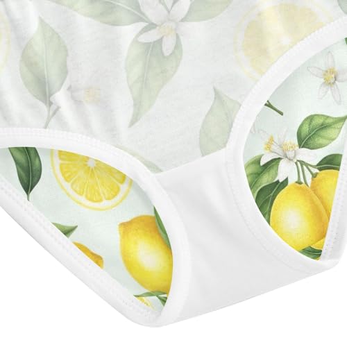 Girls Briefs, Watercolor Yellow Lemons Toddler Panties, Cotton Underwear Girls, 2T–8 Years4