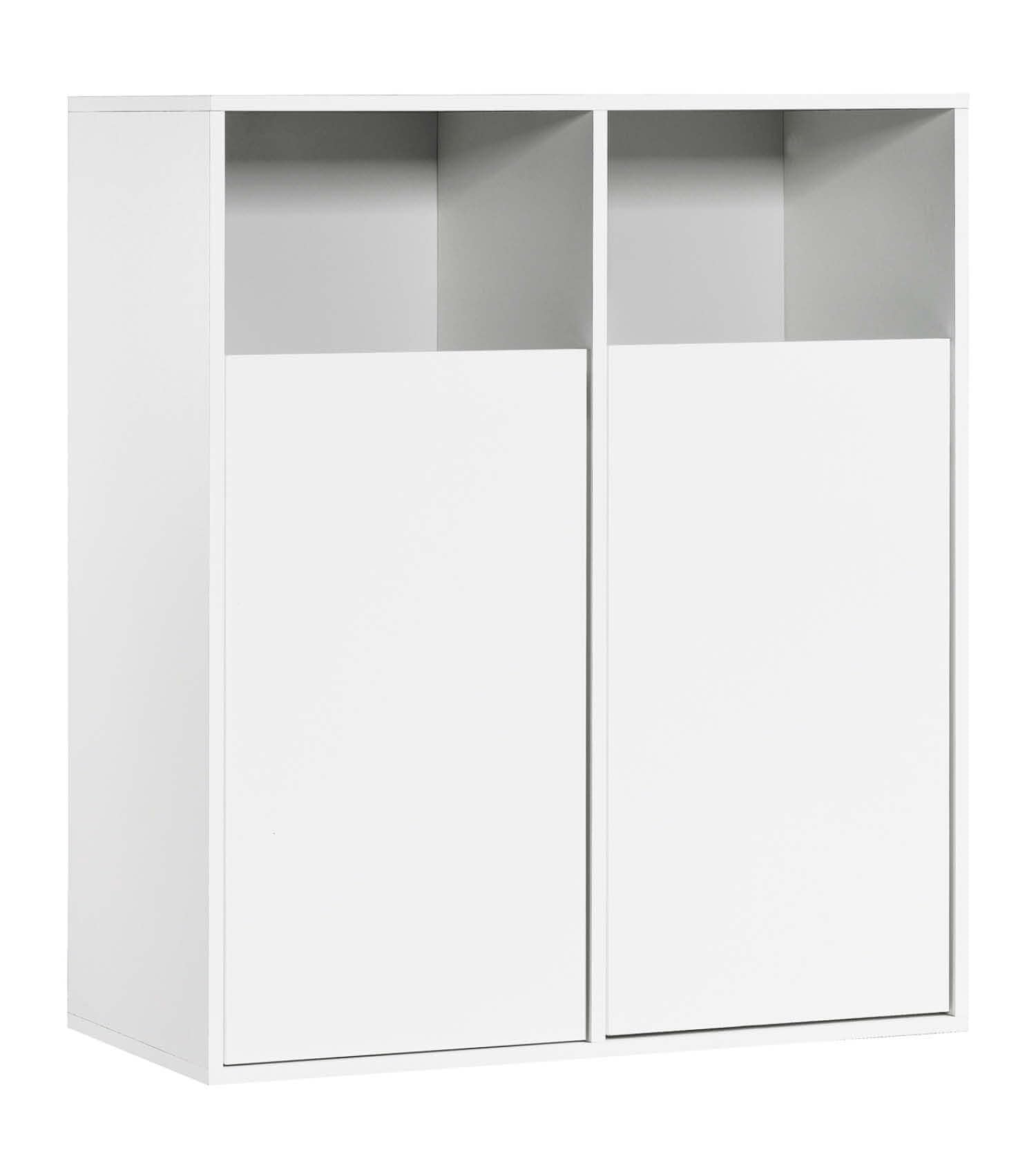 mokebo Wäscheschrank 'Der Wäschehüter' – Weiß, 95 x 80 x 40 cm, Holz, 1–2 Türen, sortierbar
