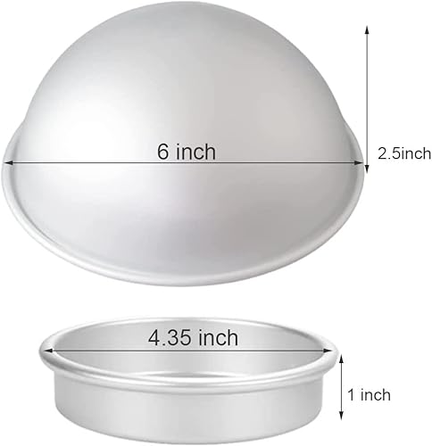 Miniatura 2 de Dhieong Juego de 8 moldes esféricos de 6.5 pulgadas, molde para pasteles de bolas deportivas 3D para crear cualquier pastel en forma de bola, molde