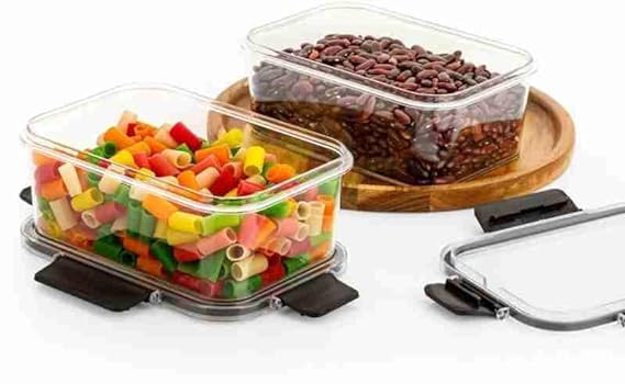 Multipurpose Square Airtight Container, Modernise your Fridge Storage Boxes, Plastic Containers for Kitchen Storage Set, Kitchen Accessories - Plastic Boxes for Storage Snap-Seal 300 ml (Set of 2)