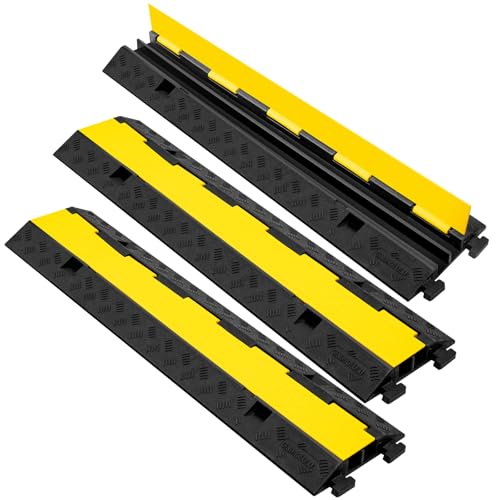 2 Channel 3 Pack Cable Protector Ramp Traffic Wire and Hose Ramp Cord Cover Heavy Duty Channels 11 000 lbs Load Capacity Cable Wire Ramps Speed Bump Driveway Cable Protective Cover