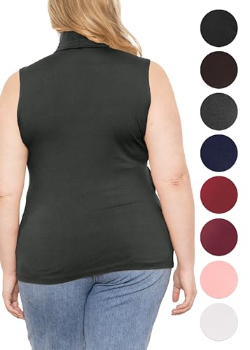 Image of Womens Turtle Neck | Long Sleeve and Sleeveless Top | Plus Size XL-7X | Tops Women White Turtleneck Women