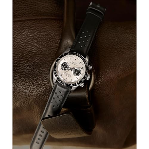 Image of TIMEX Waterbury Heritage Analog Silver Round Dial & Black Leather Strap Band Water Resistant Men's Wrist Watch - TW2Y19300IK