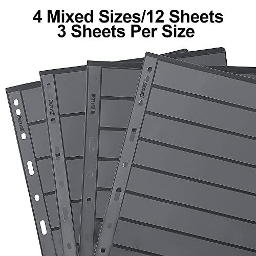 Postage Stamp Sleeves - 12 Sheets/24 Pages Stamp Collecting Inserts Double-sided 5/6/7/8 Rows for Stamp Collection Binder IS01MX112