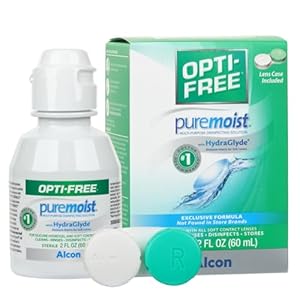 Opti-Free Puremoist Multi-Purpose Contact Lens Cleaning and Disinfecting Solution with Lens Case, 2 Fl Oz (Pack of 1)