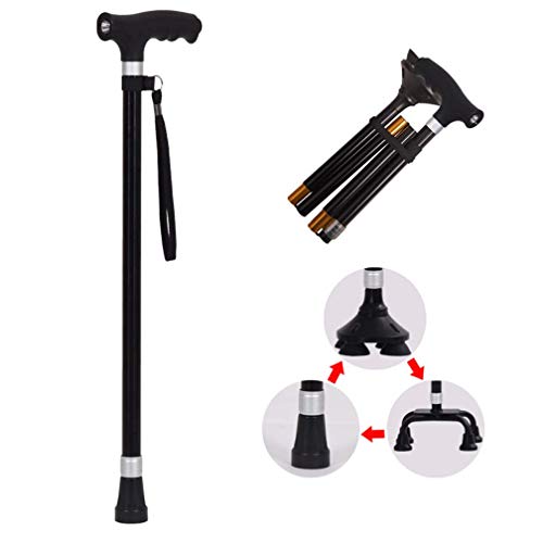 Bastón LED Ajustable, conversión de Almohadilla de 3 pies, bastón Plegable para Anciano, bastón para Caminar con Mango en T para Hombres, Mujeres, Artritis, Personas Mayores discapacitadas Bastón LED Ajustable, conversión de Almohadilla de 3 pies, bastón Plegable para Anciano, bastón para Caminar con Mango en T para Hombres, Mujeres, Artritis, Personas Mayores discapacitadas