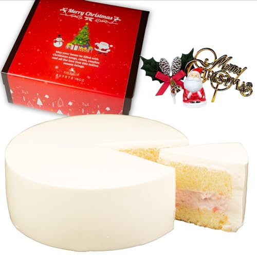 魔法洋菓子店ソルシエ クリスマスケーキ デコるだケーキ ホワイト 4号 直径13.5cm 2人〜4人分 285g 【クリスマス飾り付】 スイーツ ギフト いちご 手作り