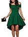 Sidefeel Women Off Shoulder Short Sleeve High Low Skater Dress XX-Large Green