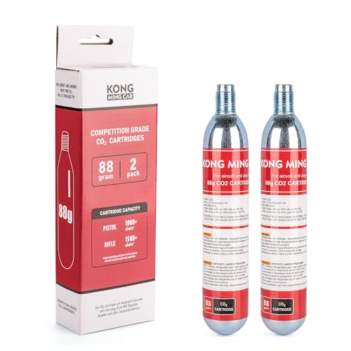 88 Gram CO2 Cartridges M16 x 1.5 Threaded High-Grade CO2 Cylinder CO2 Cartridges for Paintball Guns Pellet Guns BB Guns and Airsoft Guns (88g-2PCS)
