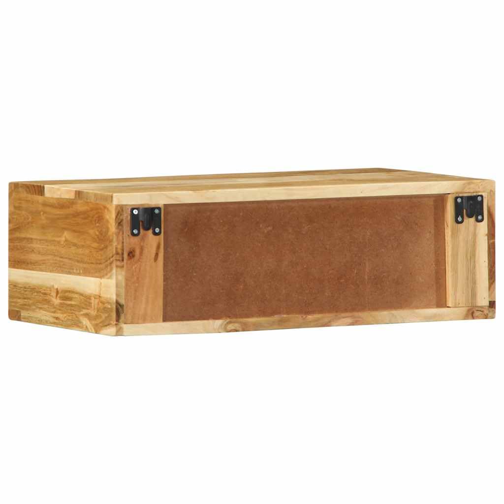 Mobile TV da parete in legno massello di acacia, 60 x 30 x 19 cm, montaggio a parete, con molto spazio per libri, DVD, dispositivi multimediali, soggiorno e ordine