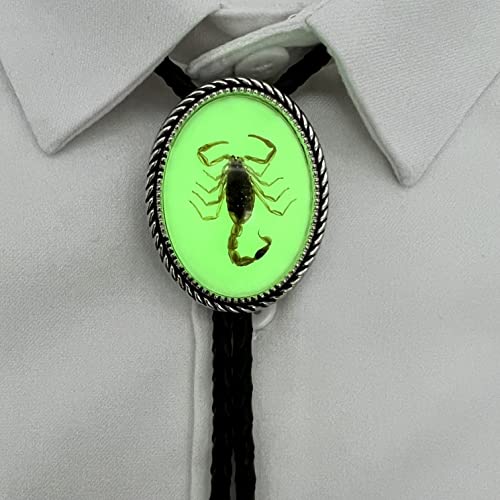 Amadw Native American White 3D Scorpion Animal Bolo Tie Rodeo Cowboy Leather Necktie Western Necklace For Men, Women, 1.89 Inch X 1.50 Inch #TOP2