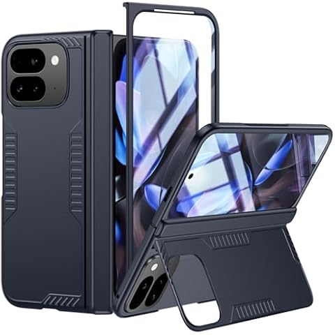 for Google Pixel 9 Pro Fold case: [Hidden Kickstand] [Wireless Charging] [Hinge Protection] Thin Lightweight Design Phone Cover for Pixel fold 2 5G 2024(Blue) Cover