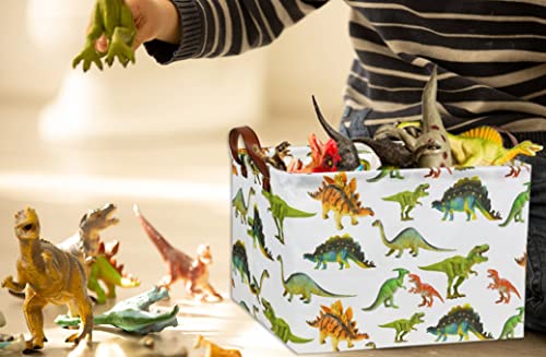 Image of Rectangular Dinosaur Basket Baby Kids Storage Basket for Boys Cute Toy Box Bin Organizer Book Shelf Dinosaur Room Decor(Toy Dinosaur)