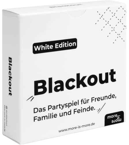 more is more Blackout, White Edition, The Party Game for Friends Family and Enemies