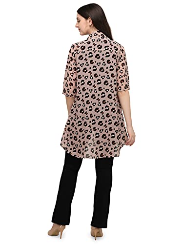 Image of Masalli FashionWomen's Georgette Printed Long Shrug /Long Jacket with 3 /4th Sleeves
