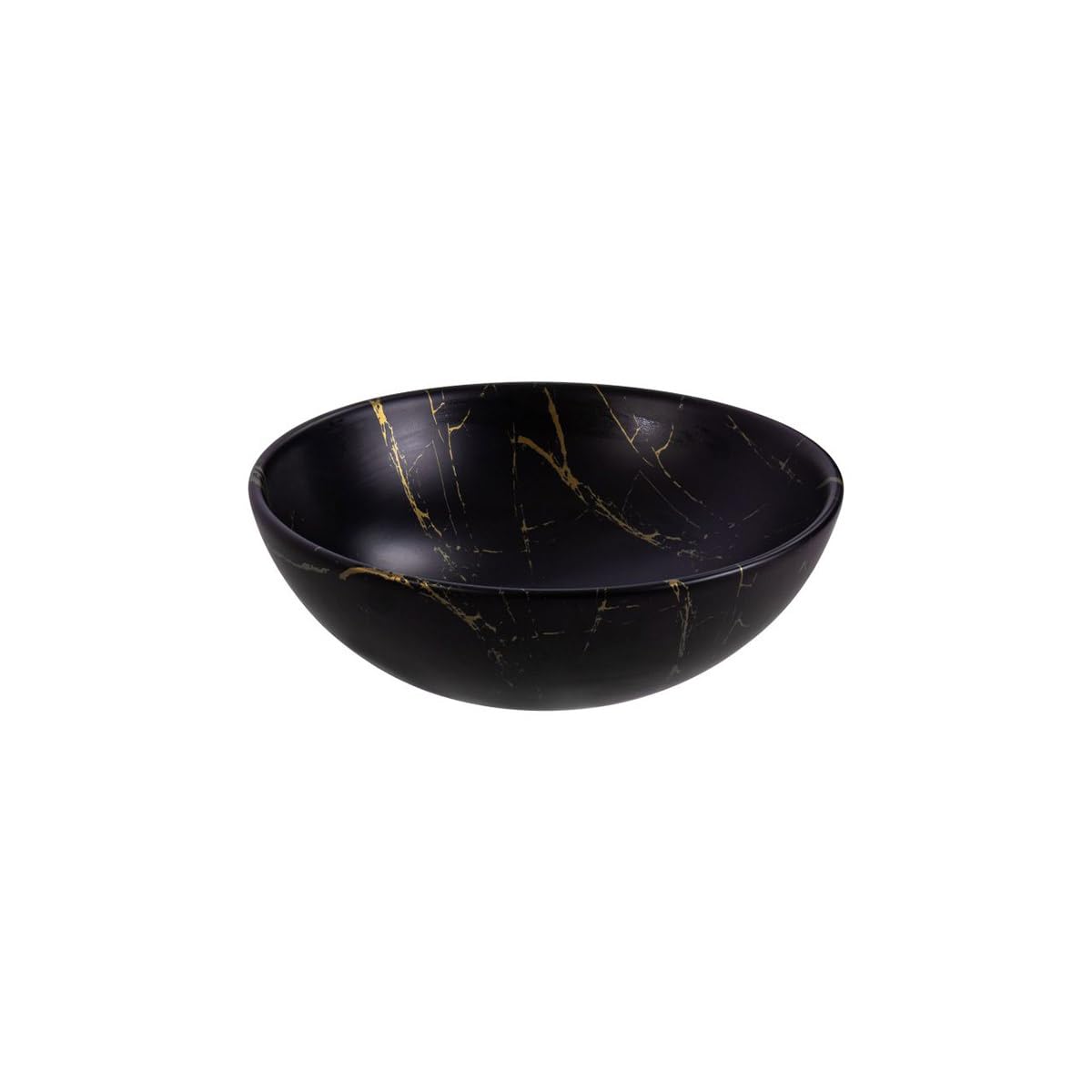 Belvit Alenta Aufsatzwaschbecken rund, Schwarz Gold Marmor, 38x13 cm