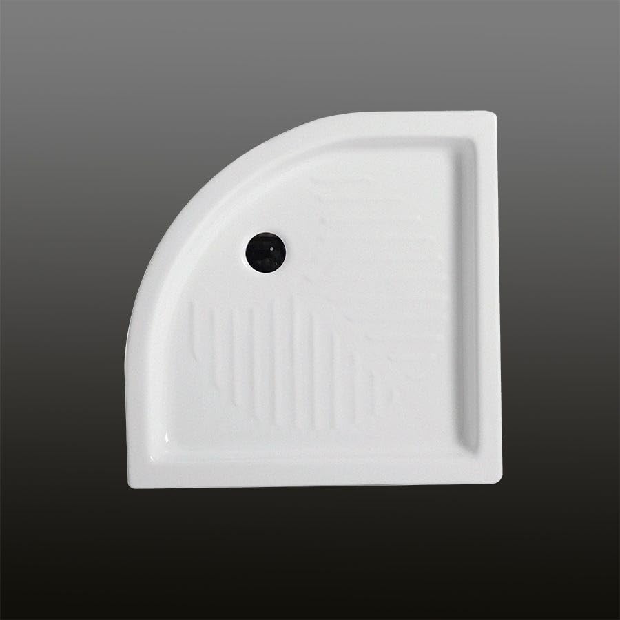 Kiamami Valentina Plato de Ducha semicircular de cerámica Blanca Antideslizante 80cm | Topacio
