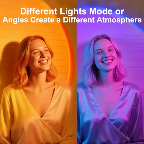Sunset Lamp Projector for Room Decor,Endless Color Sun light Lamp Mood Lighting,Sunrise Sunset Light 360°Rotation LED Projection Lamp for Party,Tiktok Live,Photography|Multicolors,APP&Button Switch