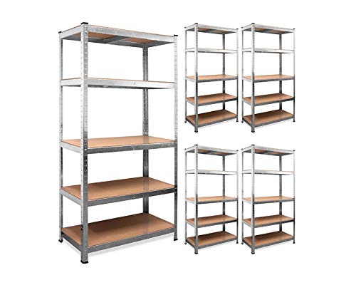 Samuel ALEXANDER Garage Shelving 90cm Wide & 180cm High Heavy Duty 5 Tier Multipurpose Storage Shelves Boltless Metal Racking Unit/Warehouse Storage