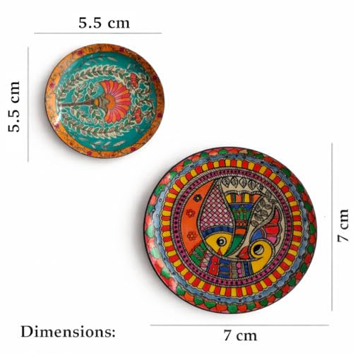 Image of RITUALISTIC Fridge Magnets | Metal & Non-breakable | Gift Items for Women and Men | Home Decor Gift Items | Fridge Magnets Refrigerator Stylish | Fridge Magnet Set (2, Madhubani Art)
