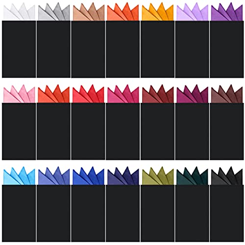 Xuhal 21 Pcs Men's Prefolded Pocket Square on Card Triangles Pocket Square Handkerchief Masculine Polyester Suit Accessories Men, 21 Colors