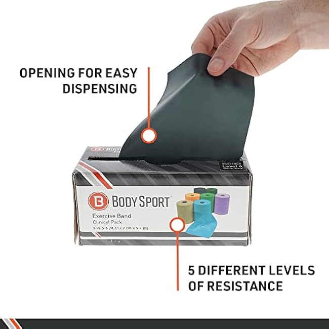 BodySport? Exercise Band, 5 in. x 6 yd. - Professional Resistance Bands for Home Fitness & Gym Exercises - Workout & Rehab Equipment