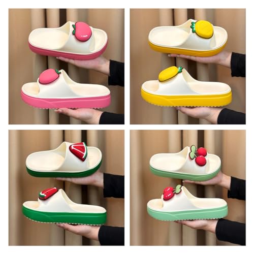 Cute Kawaii Multi Colored Fruit Peach Pineapple Cheery Watermelon Pillow Slipper Cloud Slides Non-Slip Summer Slipper3