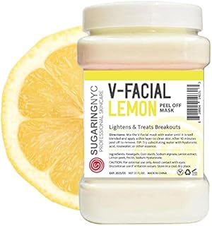 Whitening Lemon Vitamin C Vajacial Jelly Mask Peel-Off Bikini, Underarms Area Peel Mask - Lemon with Pieces of Lemon- Professional Size 23oz by Sugaring NYC