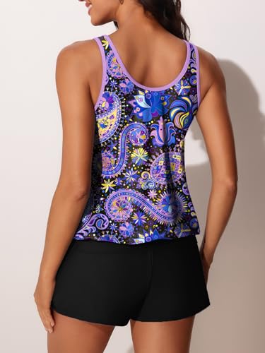 Image of Summer Mae Blouson Women's Tankini Swimsuits Tummy Control Modest 2026 Two Piece with Sporty Pockets Bathing Suits